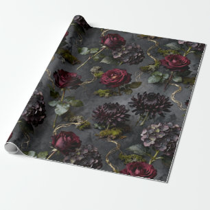 Månskensblomma  Mörkt blomsterpresent Presentpapper