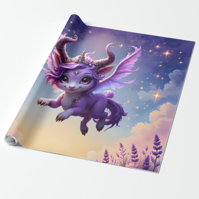Månskensrikets väktare – Violett drömling. Presentpapper (Utrullad)