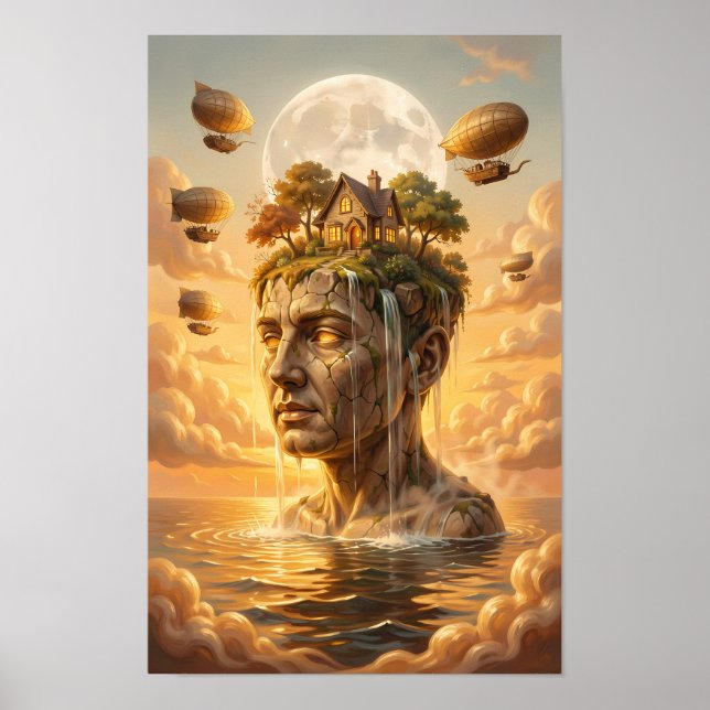 Månskenst Landskap av Flytande Under Poster (Framsidan)