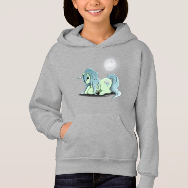 MånskenUnicornflicka tröja för Hoodie (Framsida)