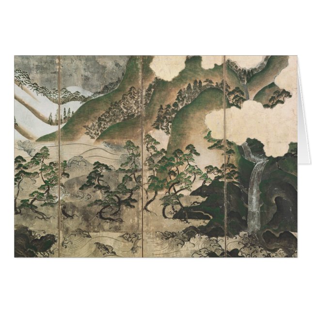 Månskenvintern landskap hälsningskort (Framsidan Horizontal)