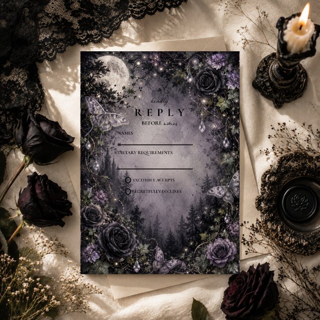Månskin Fågel Flicka Goth Bröllop OSA Kort (Skapare uppladdad)