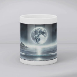 Månskin Ocean Vågor Celestial Natt Himmel Kaffemugg