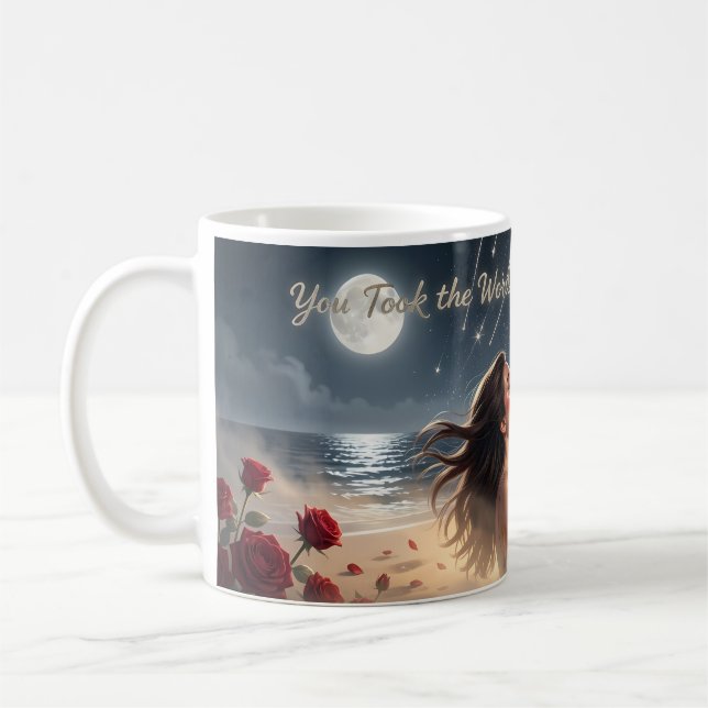 Månskin Ord Romantiskt Hav Dröm Koppen Kaffemugg (Vänster)