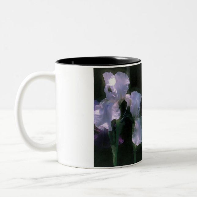Månskin Vit Irisar i Blomning Två-Tonad Mugg (Vänster)