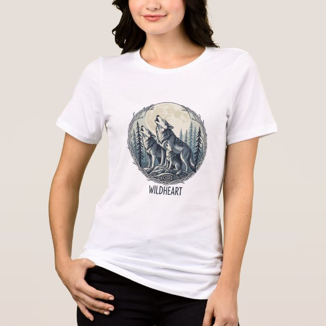 Månskinande Vargfamilj T-shirt (Framsida)