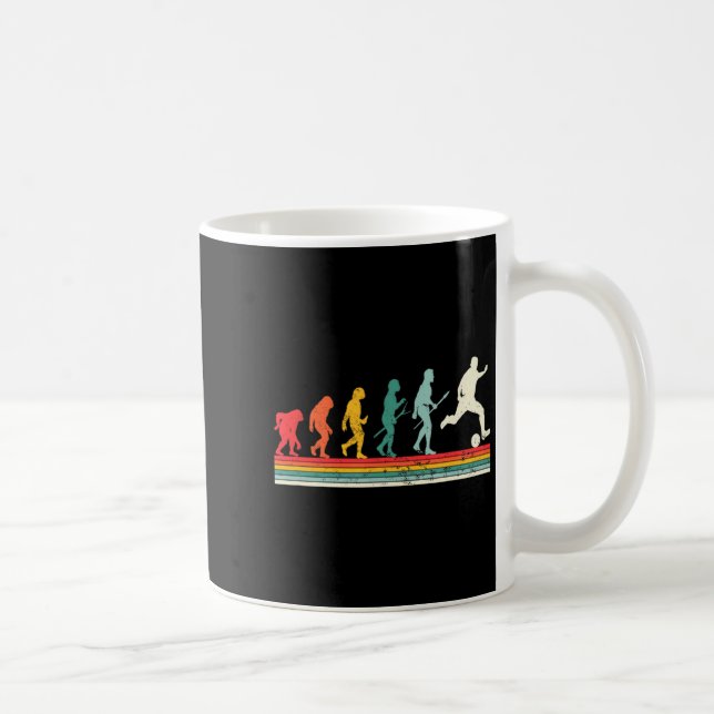 Mänsklig Evolution Fotboll Sport Vintage Foo  Kaffemugg (Höger)
