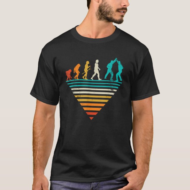 Mänsklig Evolution Krigare Vintage Krav Maga T Shirt (Framsida)