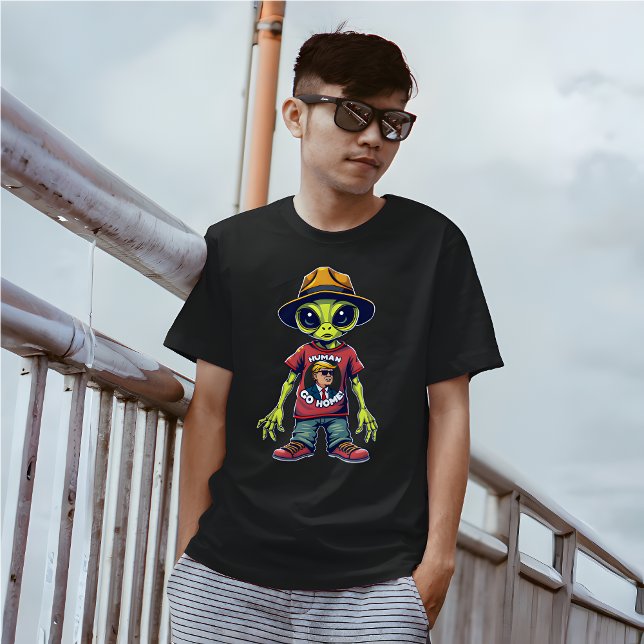 Mänsklig främlingsininvasion - Lönsam politisk not T Shirt (Alien Switch Places – Funny Political Meme T-Shirt)