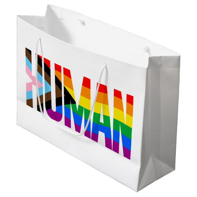 Mänsklig Inkluderande Prideflagga (Framsidan Vinklad)