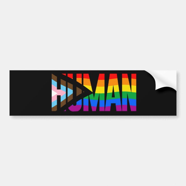 Mänsklig Inkluderande Prideflagga Bildekal (Framsidan)
