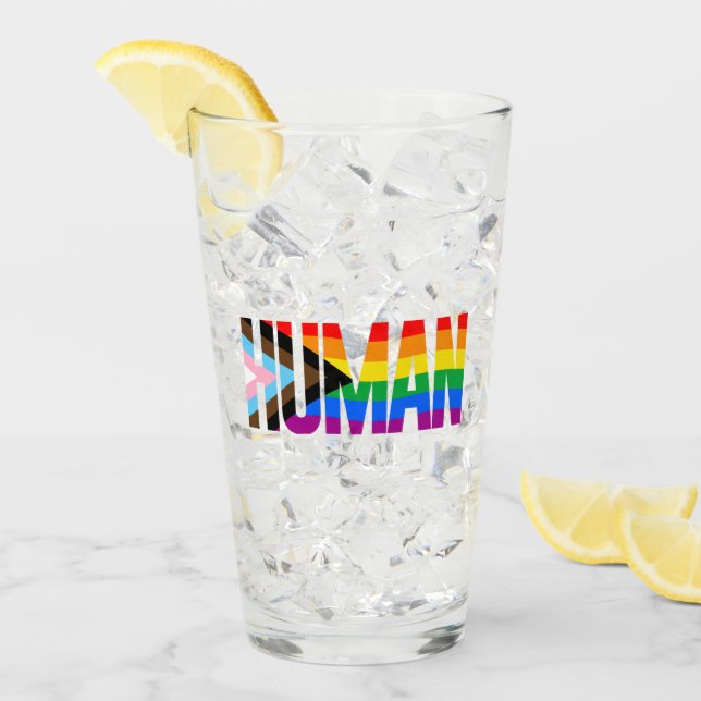 Mänsklig Inkluderande Prideflagga Glaskopp (Framsida Ice)