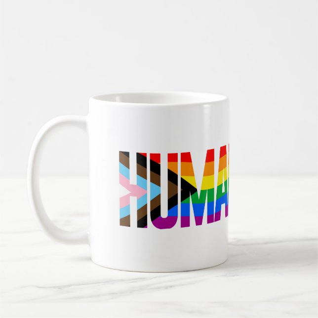 Mänsklig Inkluderande Prideflagga Kaffemugg (Vänster)