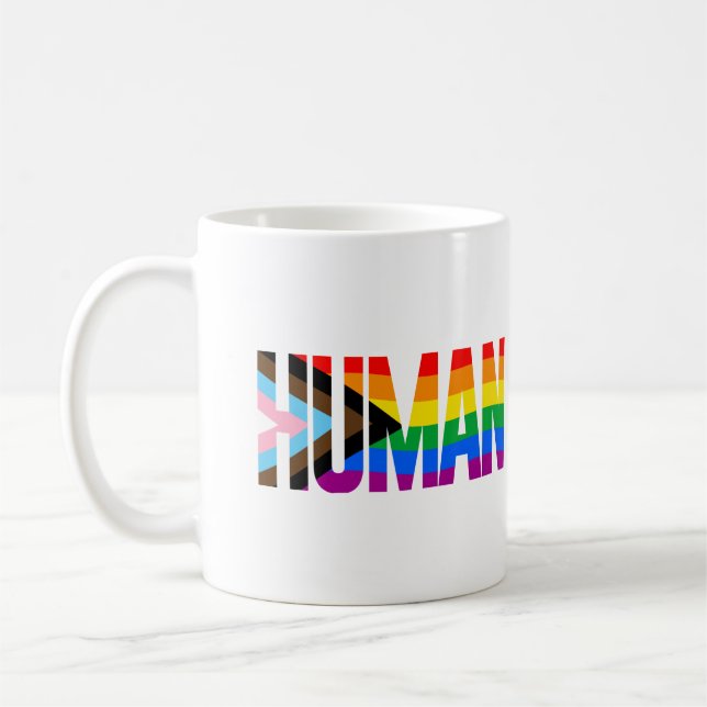 Mänsklig Inkluderande Prideflagga Kaffemugg (Vänster)