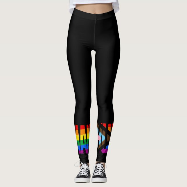 Mänsklig Inkluderande Prideflagga Leggings (Framsida)