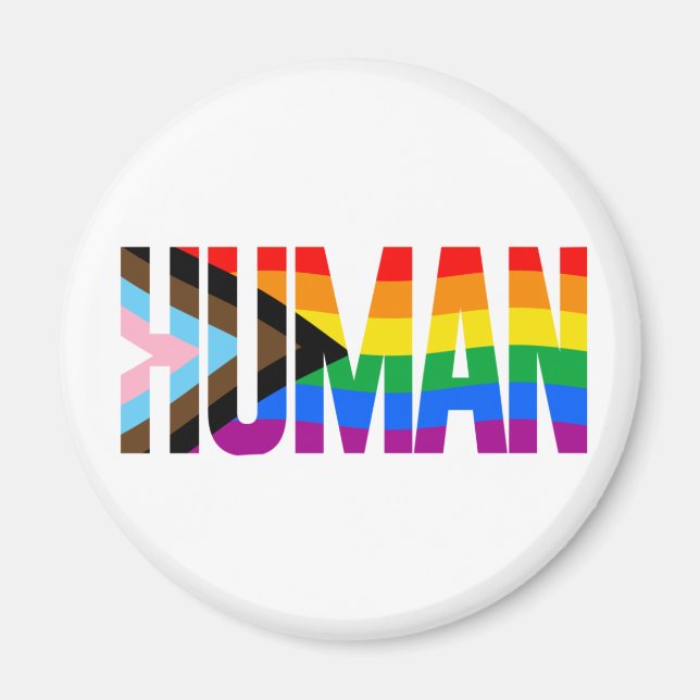 Mänsklig Inkluderande Prideflagga Magnet (Framsidan)