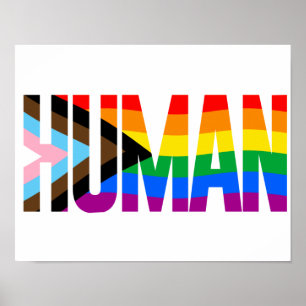 Mänsklig Inkluderande Prideflagga Poster