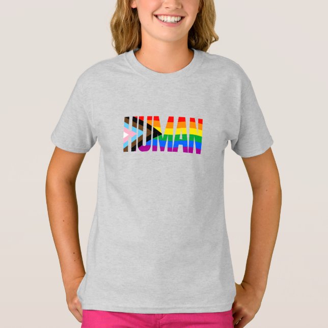 Mänsklig Inkluderande Prideflagga T Shirt (Framsida)