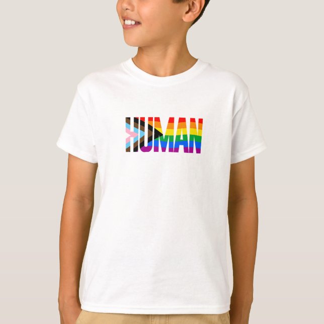 Mänsklig Inkluderande Prideflagga T Shirt (Framsida)