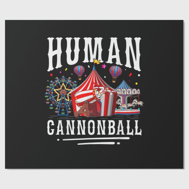 Mänsklig Kanonkula Cirkus Karneval Presentpapper (Platt)