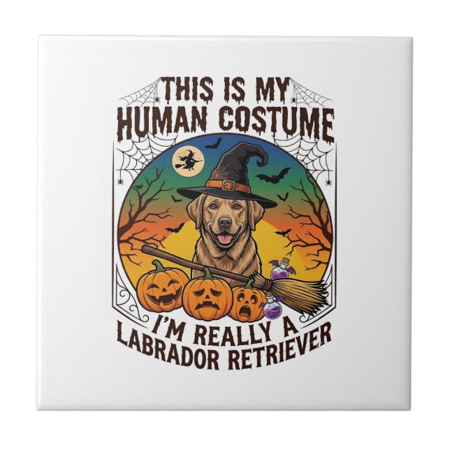 Mänsklig kostym Labrador Retriever Halloween häxa  Kakelplatta (Framsidan)