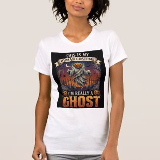 Mänsklig kostym Spöktomat Huvud Kyrkogård Spindel T Shirt