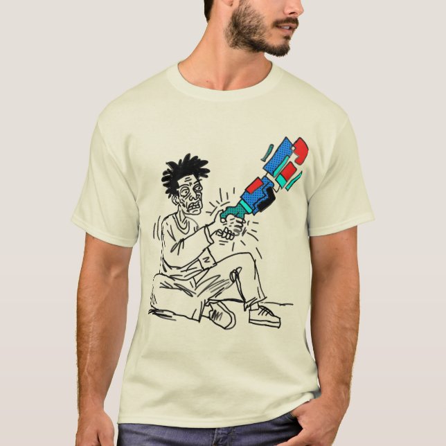Mänsklig Robot Samarbets Linje Konst Design T Shirt (Framsida)