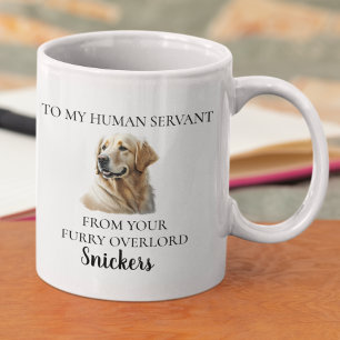 Mänsklig tjänare Rolig Golden Retriever Akvarell Kaffemugg