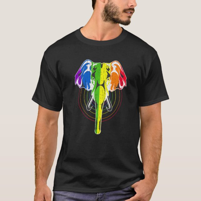 Mänskliga Höger Lgbtq Rainbow Flagga Elephant Gay  T Shirt (Framsida)
