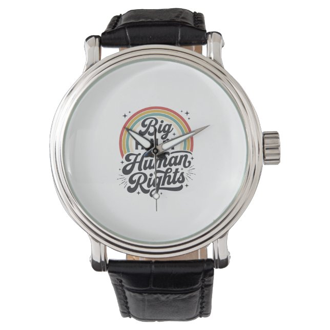 Mänskliga Rättigheter Retro Regnbåge Vector T-Shir Armbandsur (Framsida)
