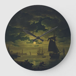 Månskt över Palermo Högkvalitativ konst för fint b Stor Klocka