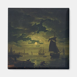 Månskt över Palermo Högkvalitativ konsttryck Magnet