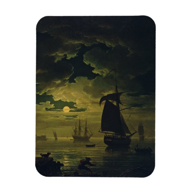 Månskt över Palermo Högkvalitativ konsttryck Magnet (Vertikal)