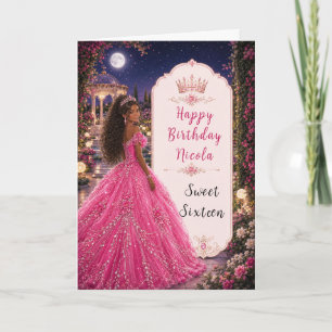 Månskt rosa Sweet 16 Prinsess Trädgård Kort