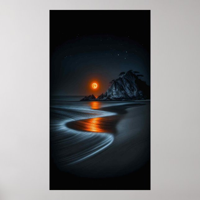 Månskt vägljus: Strandens ensamhet Poster (Framsidan)