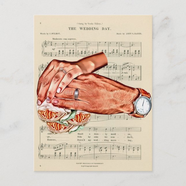 manskvinna brud brudgum par konst vykort (Framsida)