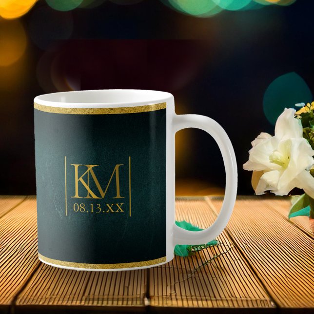 Månsromantisk bröllopsmiljö Smaragdgrön ID881 Kaffemugg (Skapare uppladdad)