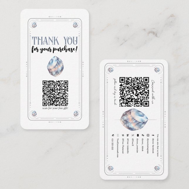 Månsten Iridescent Kristall Sociala Medier QR-kod Visitkort (Fram/baksida)