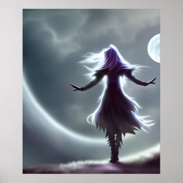 Månsyster AI Fantasy Digital konsttryck Poster