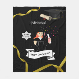 Manta  forro polar graduacion nombre personalizado fleecefilt