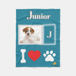 Manta Polar Verde Agua con Diseño de Amo a mi Masc Fleecefilt