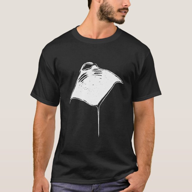 Manta Ray Art Sketch Clothes Scuba Diver Manta Ray T Shirt (Framsida)
