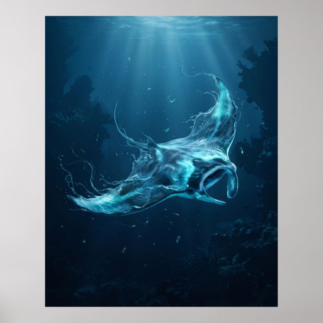 Manta Ray Deep Blue Abyss Poster (Framsidan)