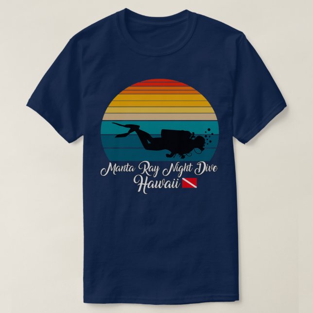 Manta Ray Night Dive Hawaii Diving T Shirt (Design framsida)