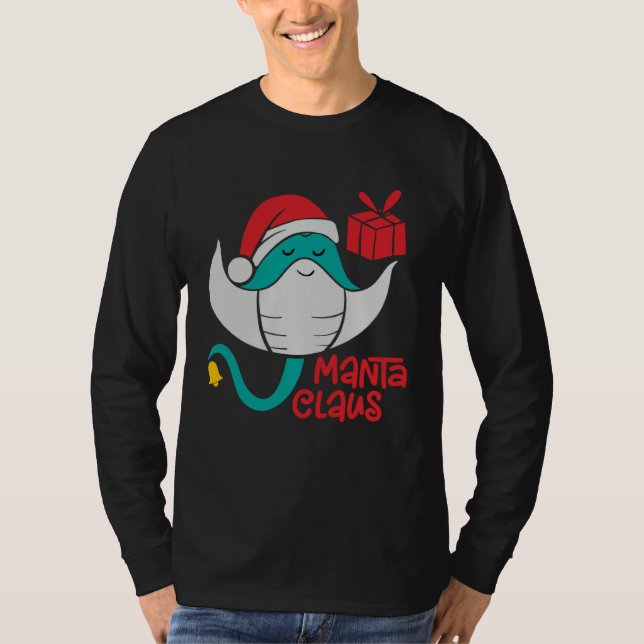 Manta Ray Santa Christmas Beach   Manta Claus T Shirt (Framsida)