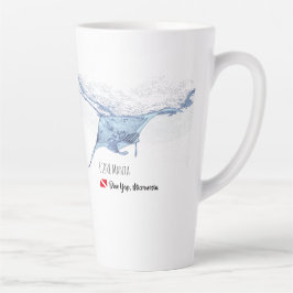 Manta ray silhouette frostat glaskaffe mugg