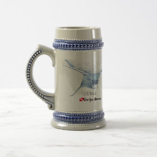 Manta ray silhouette frostat glaskaffe mugg