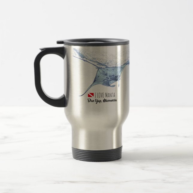Manta ray silhouette frostat glaskaffe mugg (Vänster)