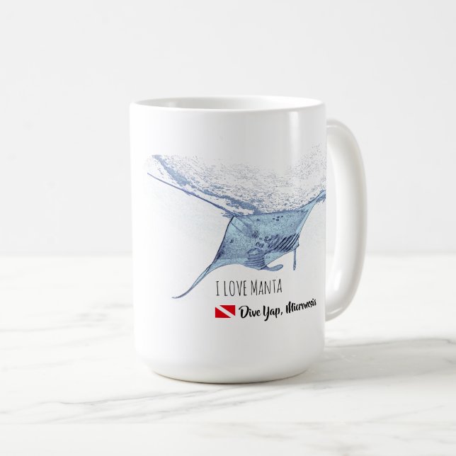 Manta ray silhouette frostat glaskaffe mugg (Framsida höger)