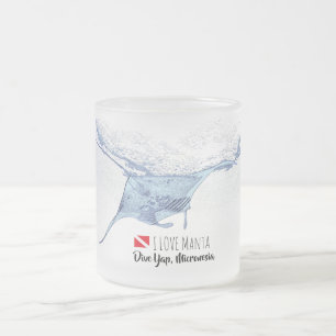 Manta ray silhouette frostat glaskaffe mugg
